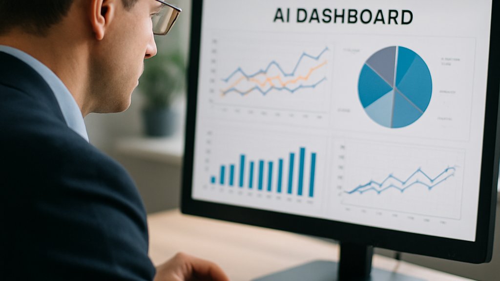 Business analyst reviews AI Monopoly Risks on a dashboard at work