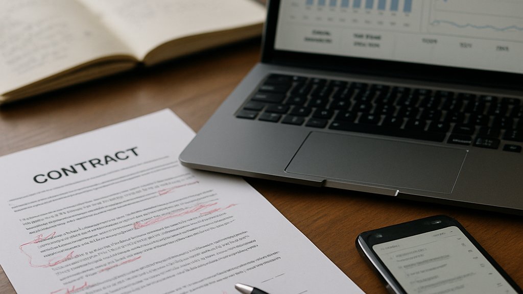 Publisher AI Rights analytics and contract review on a publisher desk