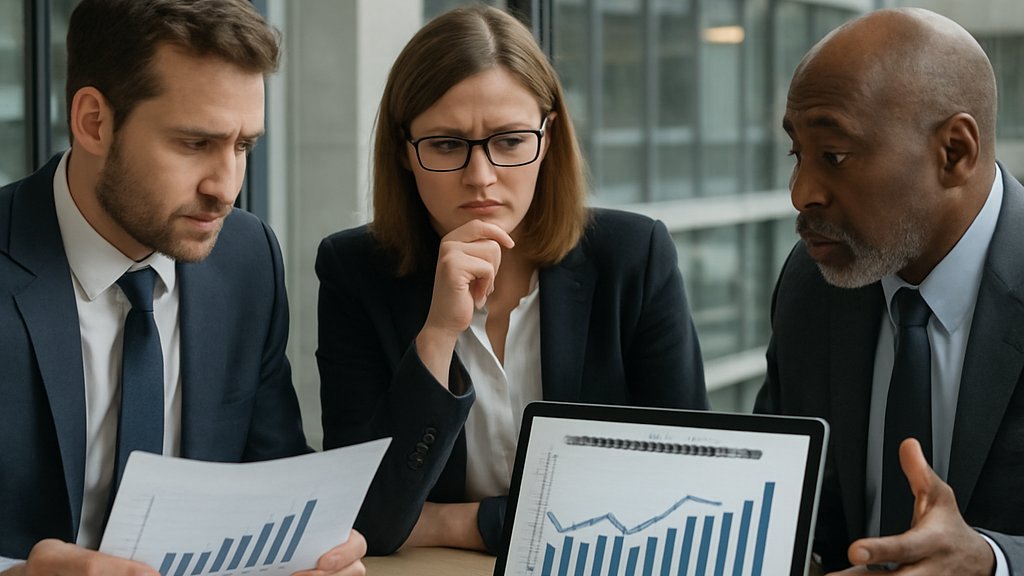 Executives discussing AI Infrastructure Investment strategy in a corporate office