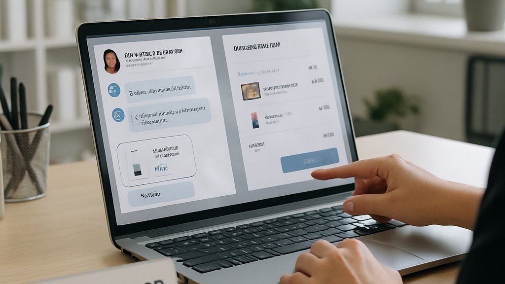 Conversational AI Commerce chat assistant on laptop in beauty retail