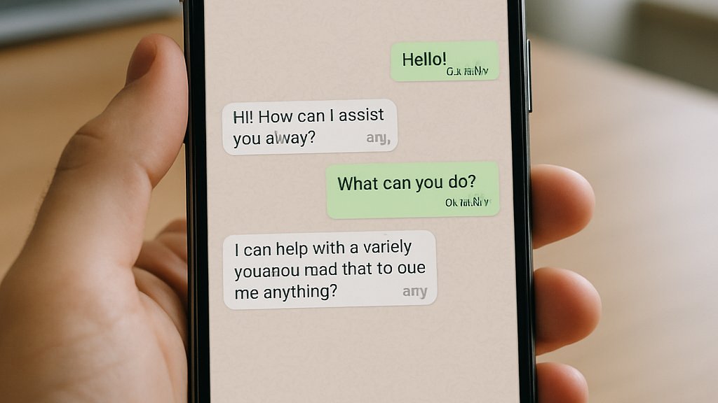 Smartphone chatbot screen reflecting AI Antitrust Rules and WhatsApp access