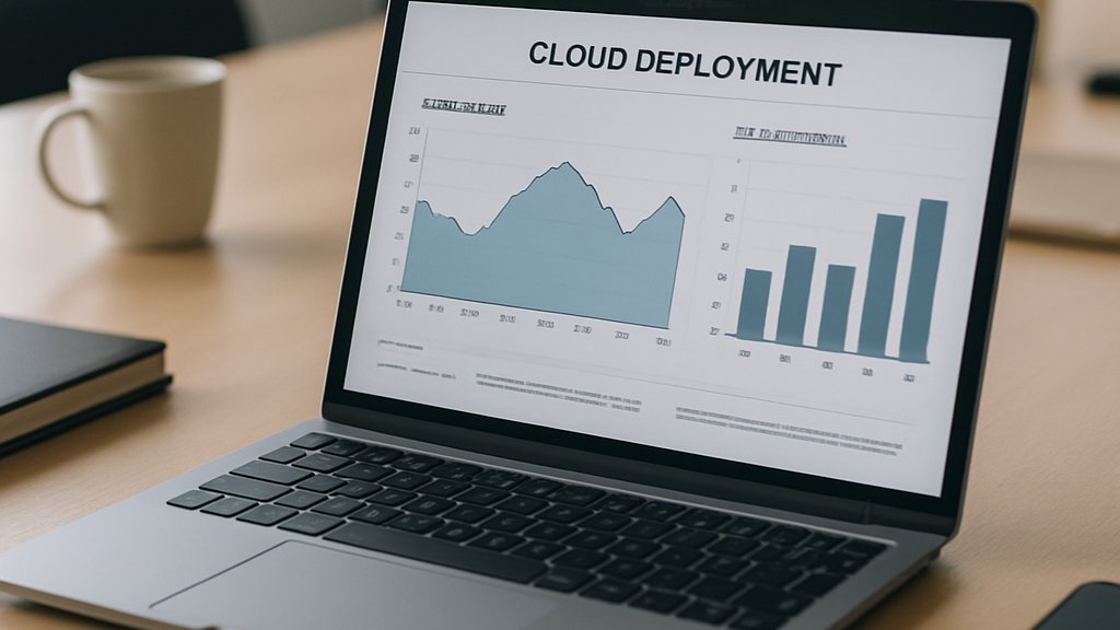 Laptop dashboard showing AI inference startup performance and cloud growth