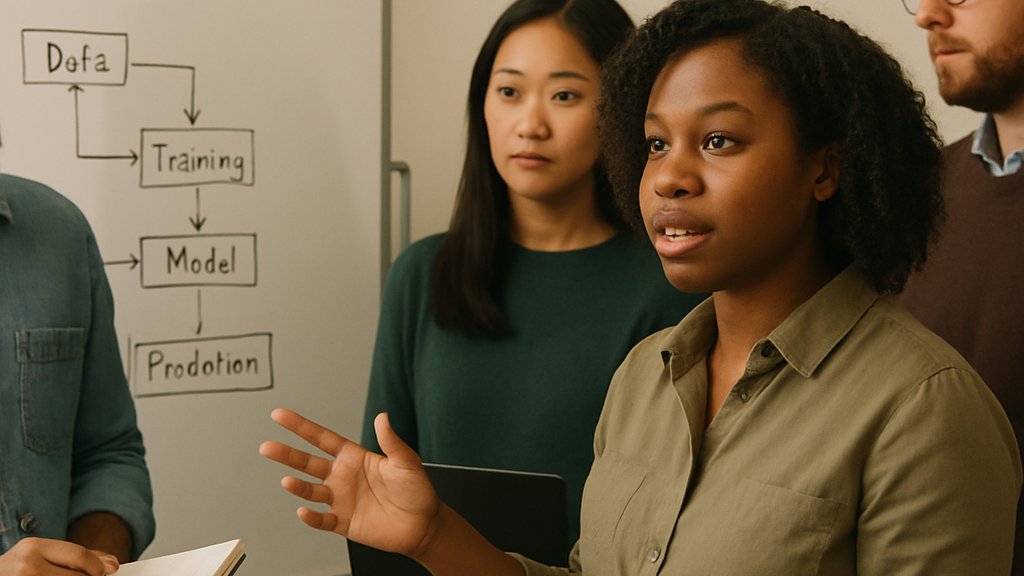 Engineers collaborating during LLM Education Program discussion