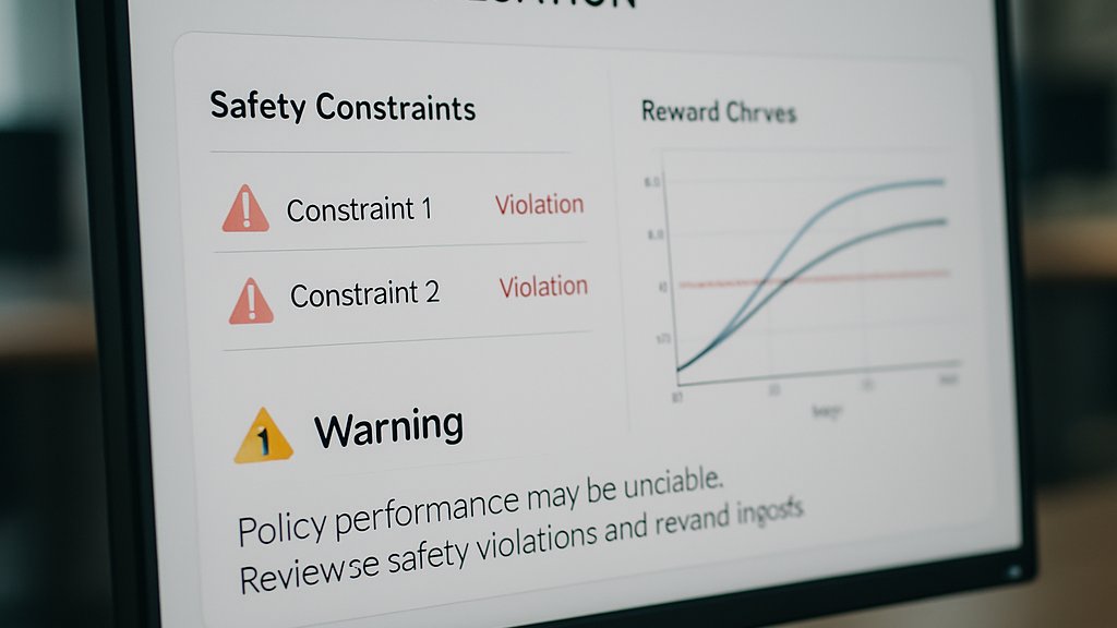 Policy evaluation screen for Safe Reinforcement Learning with safety constraints