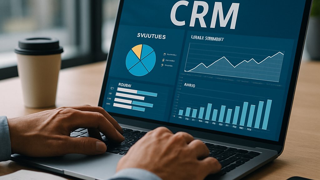 Agentic CRM Platform analytics and planning on laptop in office
