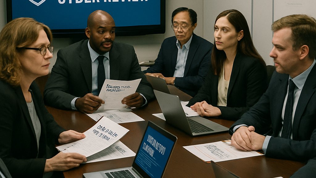 Cyber briefing scene for AI Governance Dispute and voluntary review discussion
