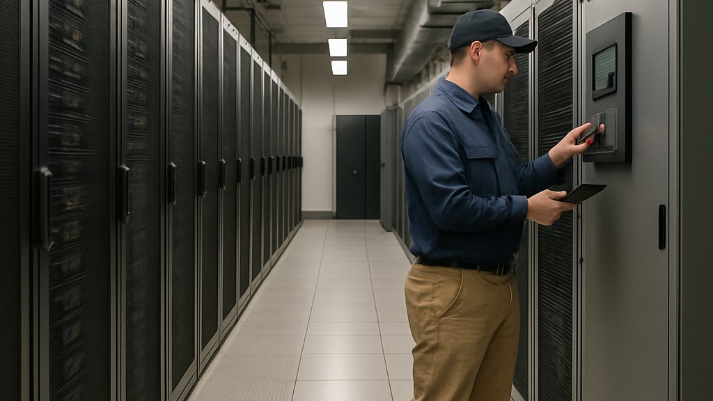 Phoenix data center technician managing AI Power Demand with cooling systems