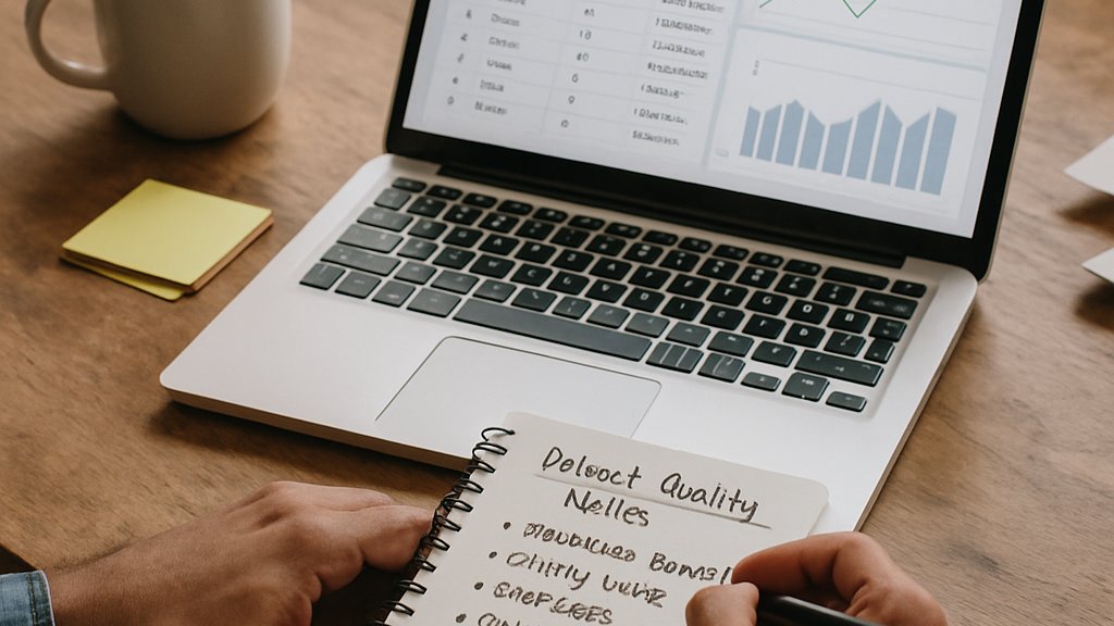 AI Data Pipelines engineer auditing dataset quality at a desk