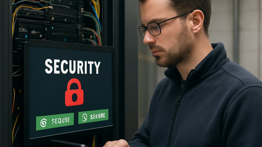 Data center technician using AI Network Protection controls at the edge