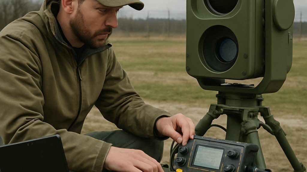 Defense AI Systems engineer testing advanced sensing hardware at a secure range