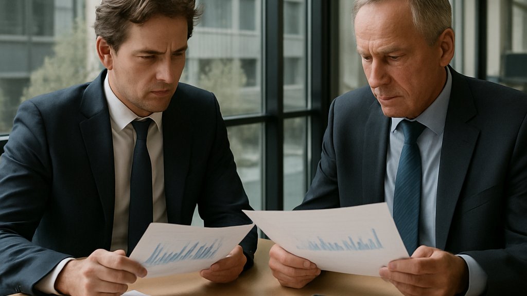 AI Infrastructure Finance executives reviewing charts in a corporate meeting