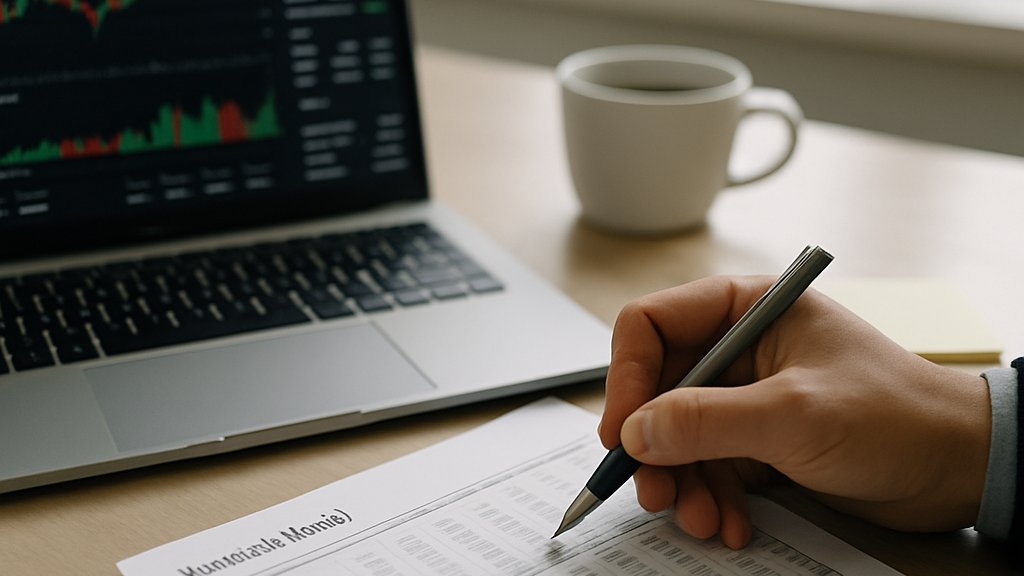 Financial model desk scene for AI Company Valuation analysis