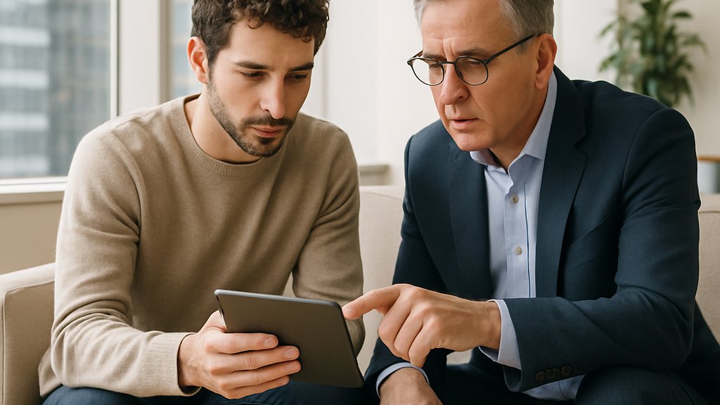 Enterprise AI Acceleration startup founder and mentor discussing strategy in an office