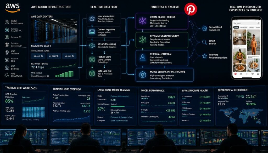 Pinterest AI investment AWS cloud infrastructure supporting large-scale visual search and personalization models