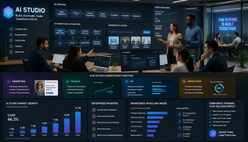 AI Studio market AI training demand workforce upskilling and enterprise AI adoption challenges