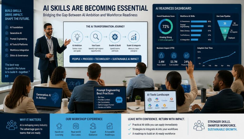 Professionals participating in AI training sessions at London Tech Week 2026