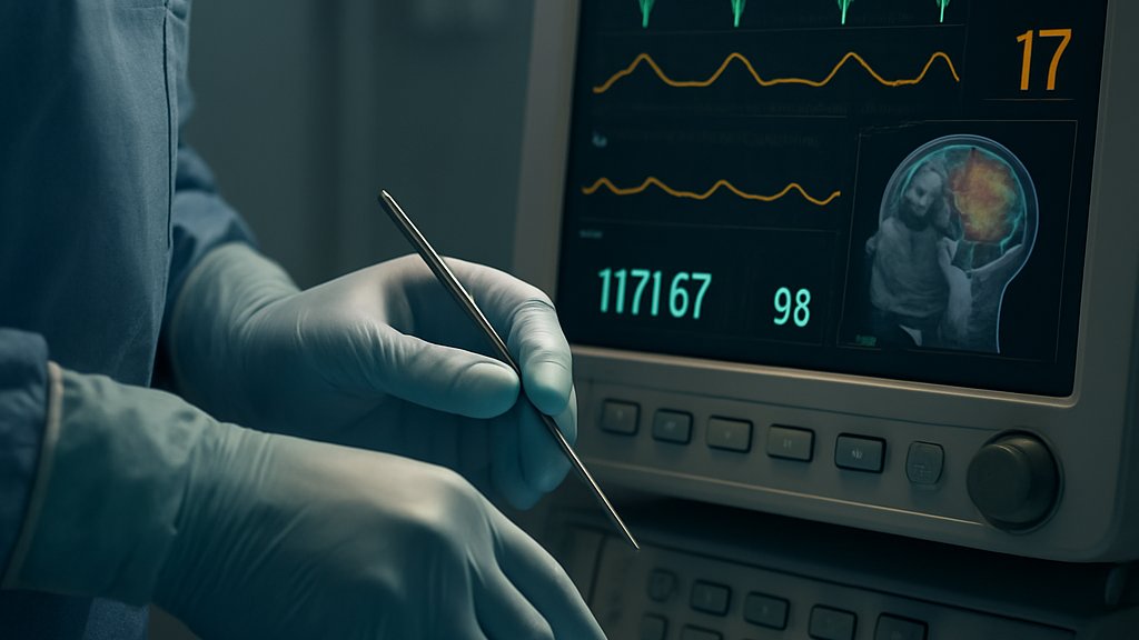 Close-up Surgical AI Assistance monitor supporting precision in operating room