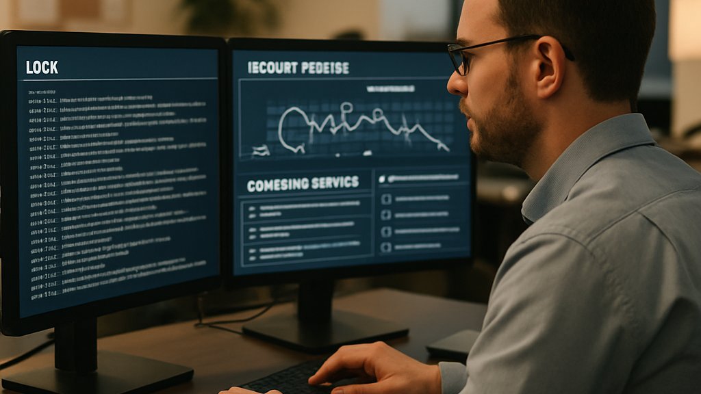 Cybersecurity analyst tracking AI Safety Concerns and policy fallout on dual monitors
