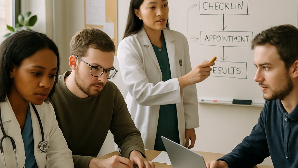 Healthcare innovators planning Health Innovation Program solutions in workspace