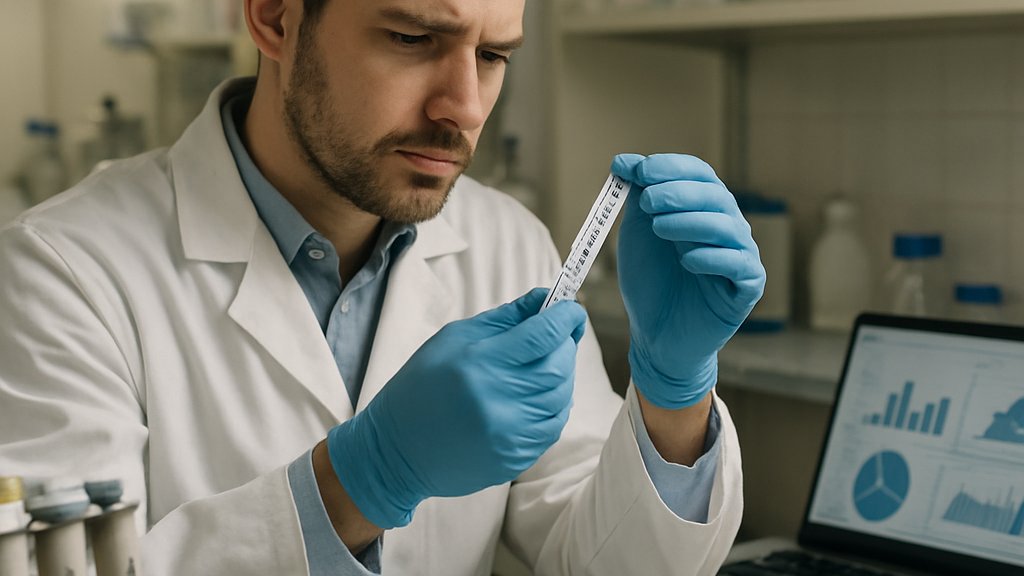 Researcher analyzing antibody data for AI Biotech Licensing in a real lab
