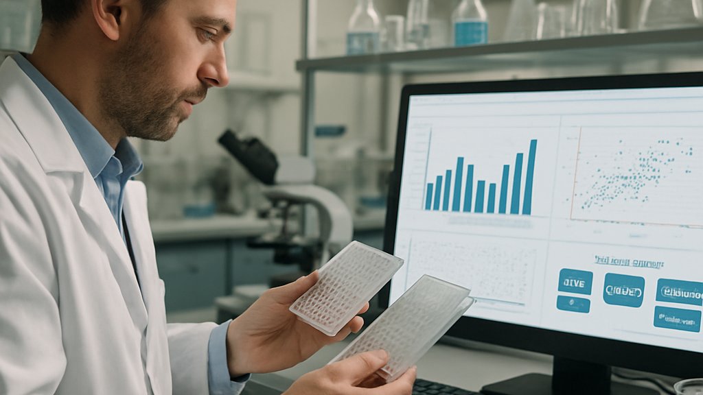 Scientist working with AI Biotech Innovation tools in a laboratory