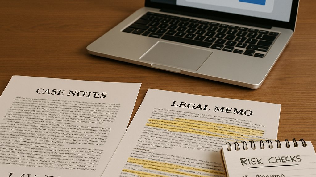 Law firm desk highlighting Legal AI Risks and review process