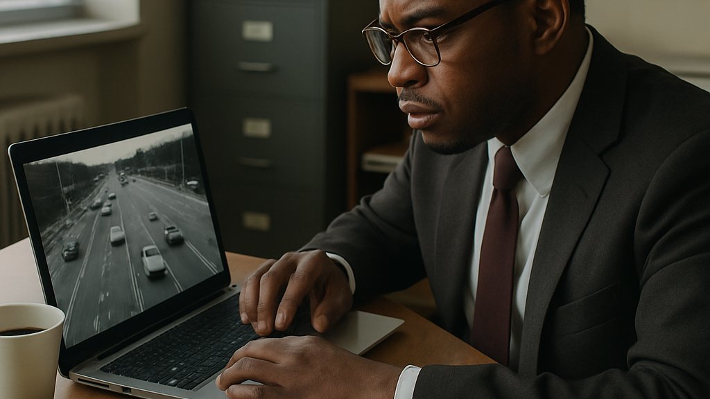 Attorney reviewing evidence in Biometric AI Risks traffic camera lawsuit