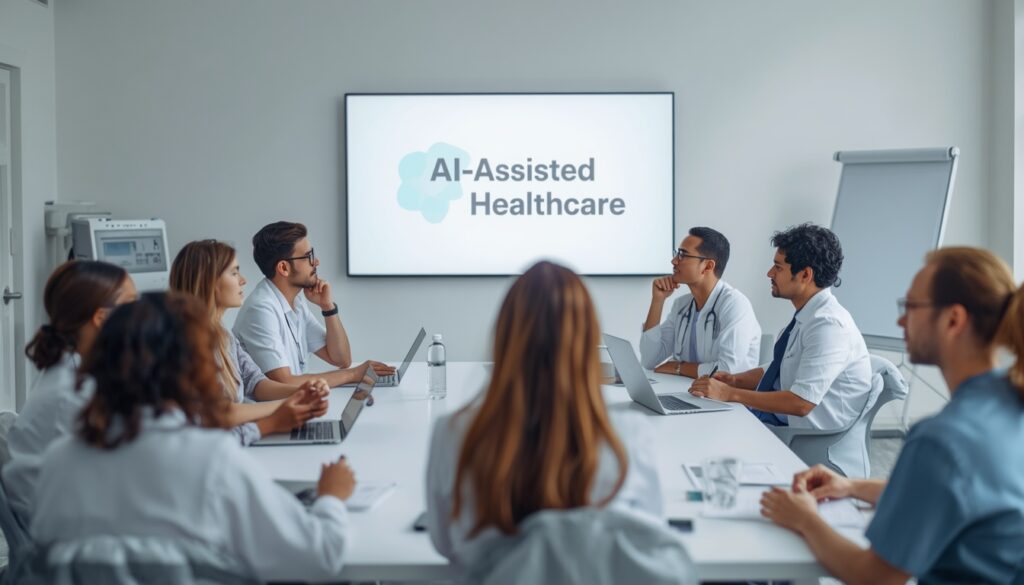 Clinicians learning AI-assisted healthcare workflows and decision-making