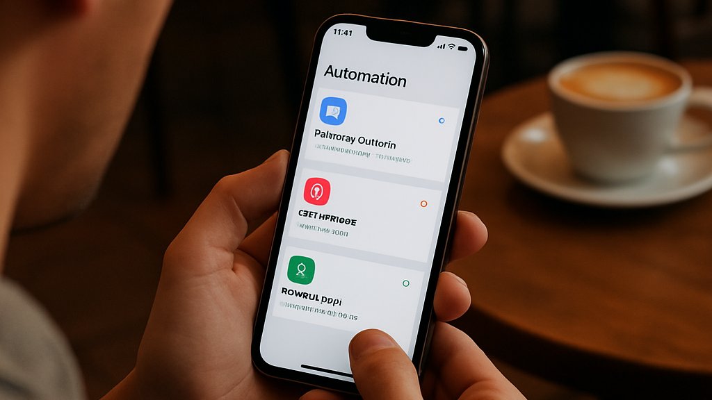 Agentic AI Tasks powering iPhone automation in a coffee shop setting