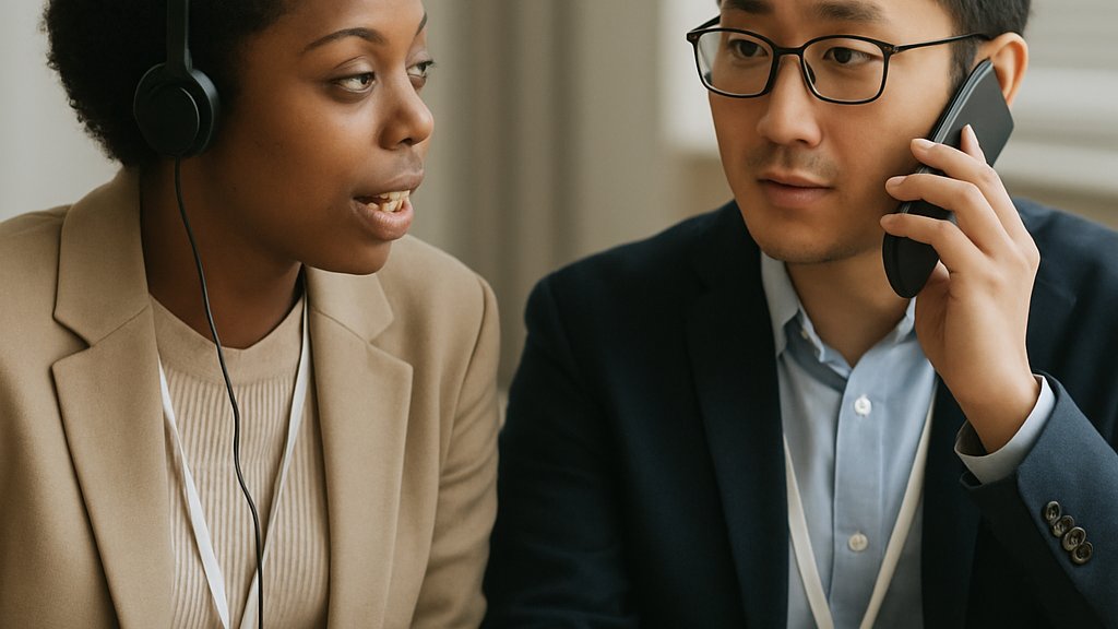 AI Voice Translation helping multilingual business meeting communication