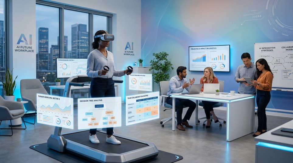 Employees participating in Virtuix AI Training for operational readiness