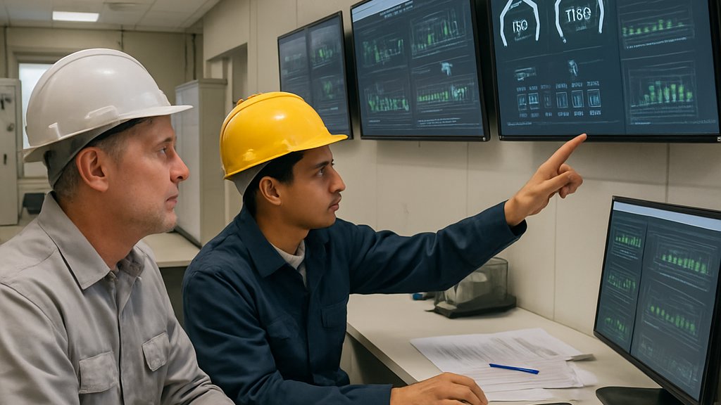 Data Center Expansion engineers monitoring power systems in control room