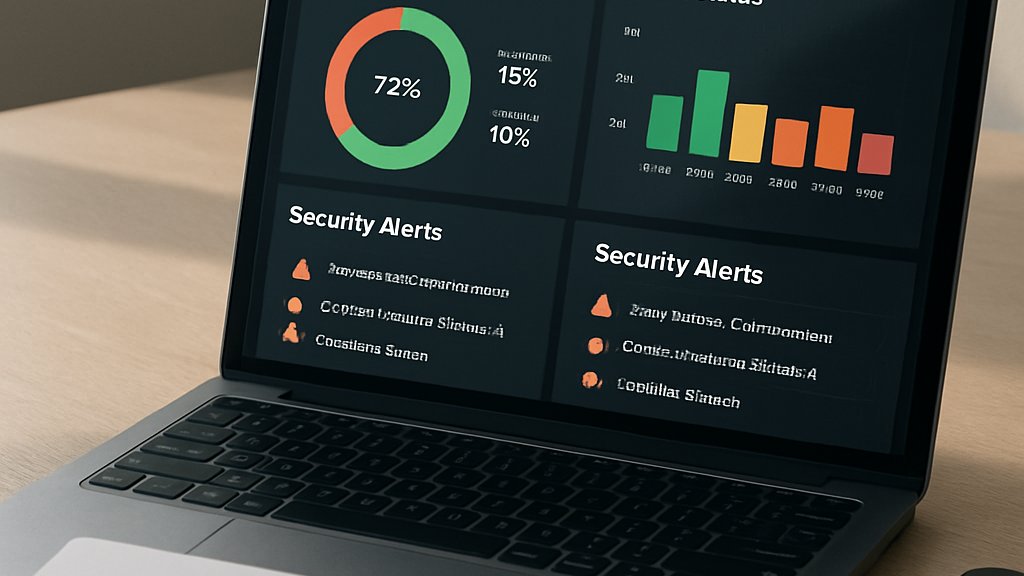 Patch dashboard and Vulnerability Disclosure Program workflow on laptop screen