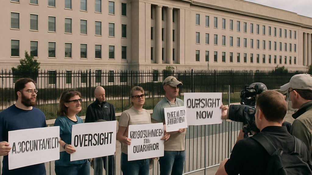 Protest outside the Pentagon over Military AI Adoption and oversight concerns