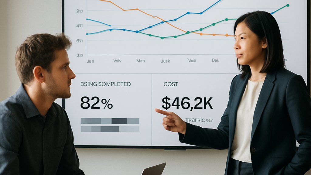 AI Model Benchmark review meeting with analysts comparing performance data