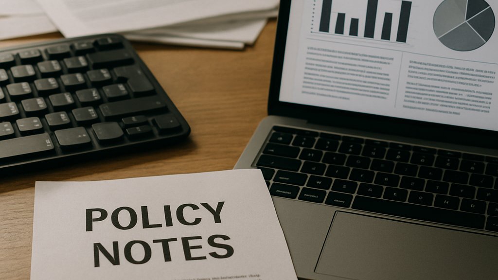 Global AI Safety policy notes and dashboard on desk