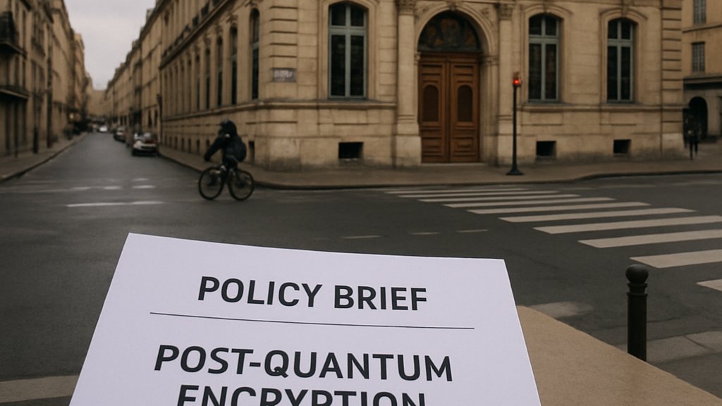 Quantum Safe Cryptography policy documents near a French government building