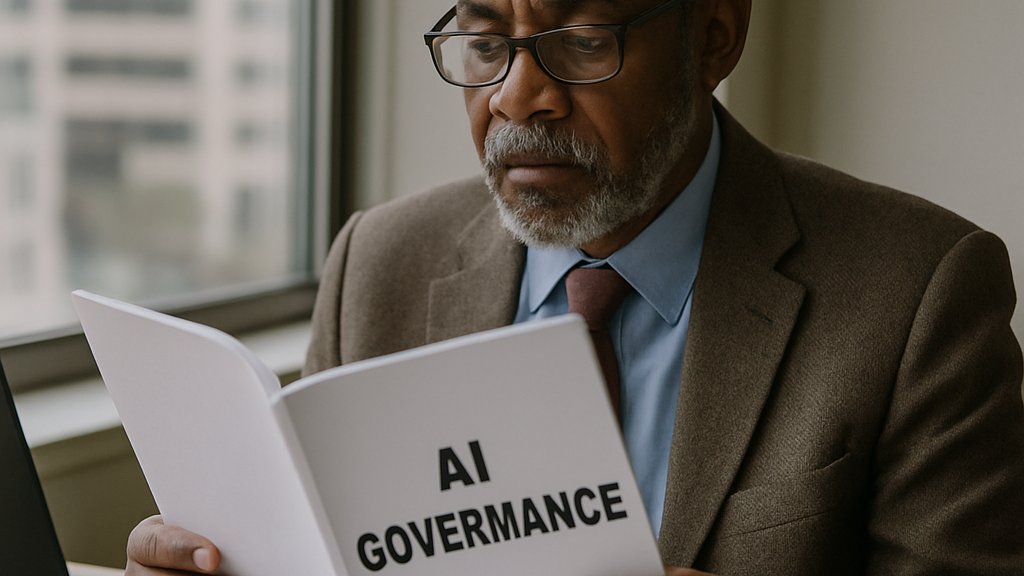 Policy analyst reviews AI Model Oversight report in Washington