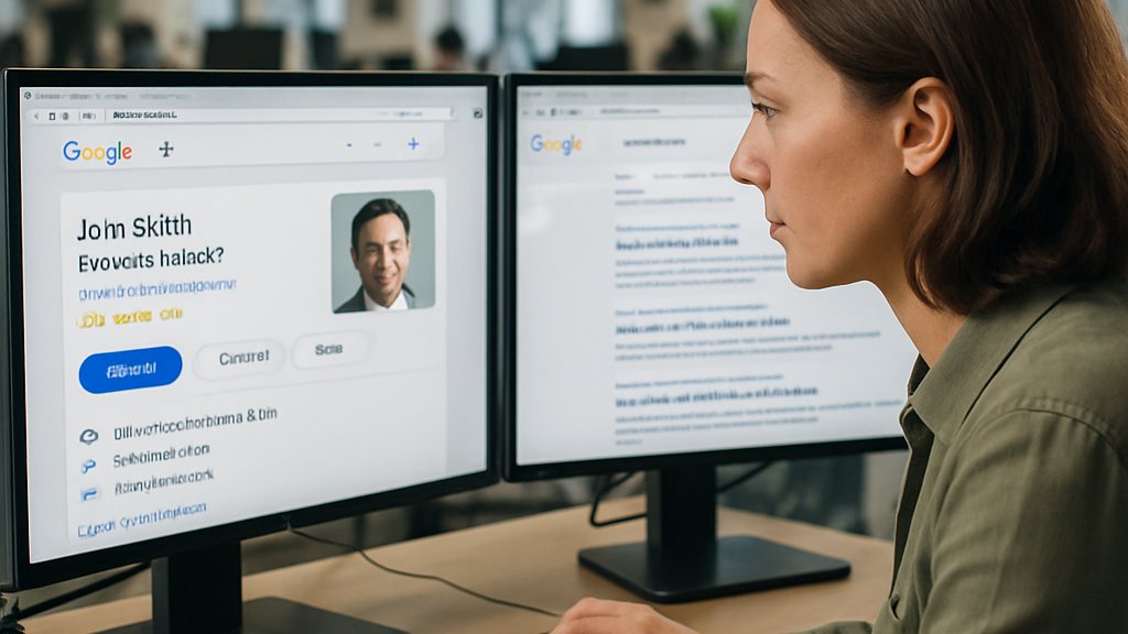 Content strategist comparing Google profiles for Search Traffic Visibility