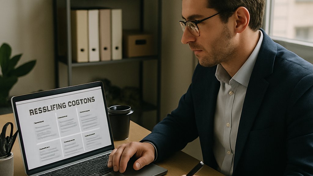 AI Driven Layoffs employee reskilling at desk with laptop and training notes