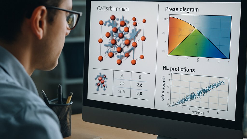 Materials Discovery AI dashboard showing crystal structures and predictions for inorganic research