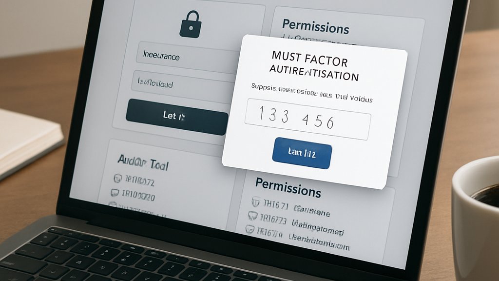 Agent Identity Management secure login and permissions interface on laptop
