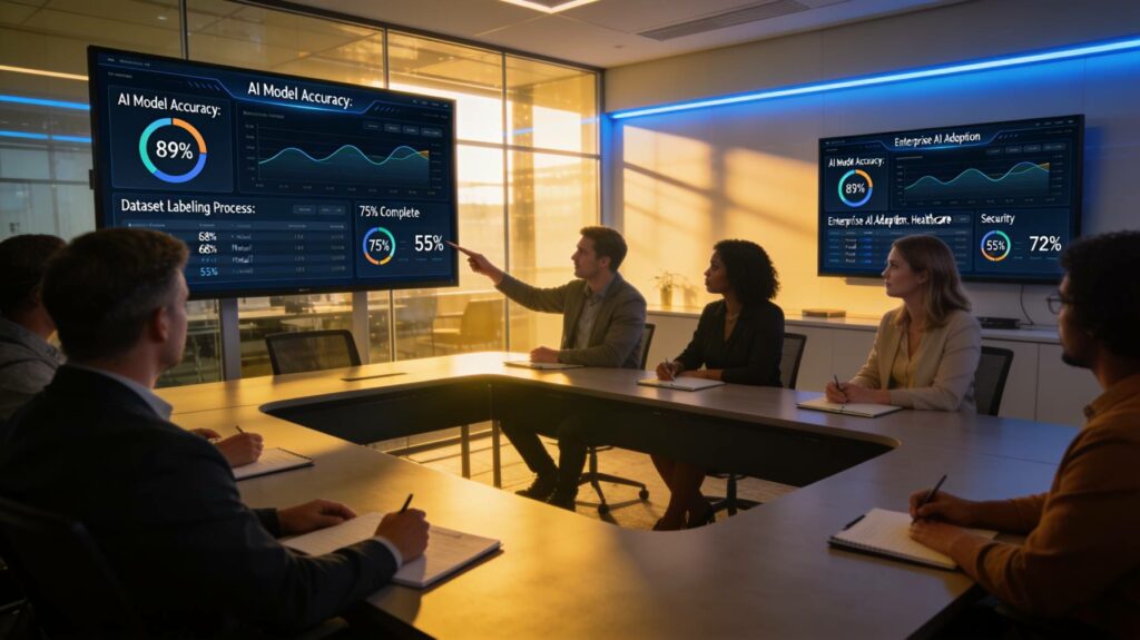 Teams learning AI training image tagging and computer vision workforce skills development