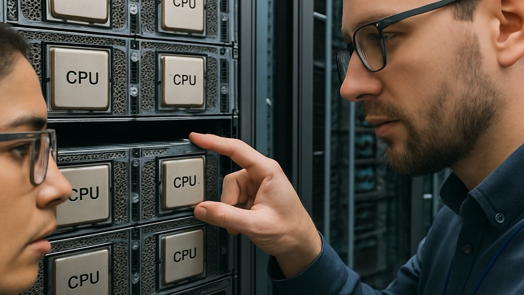 Frontier AI CPUs installed in enterprise server racks for scalable AI workloads