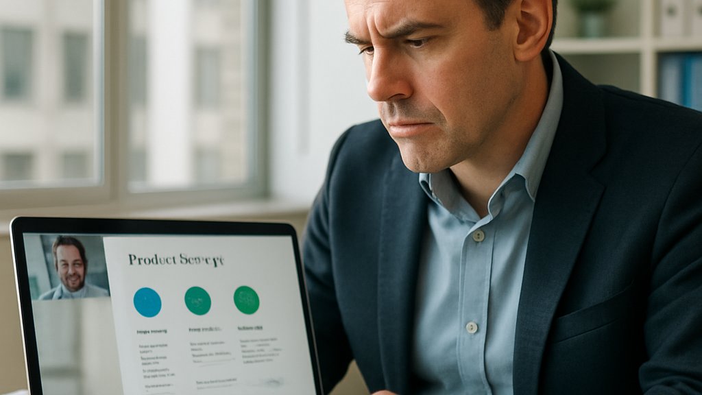 Executive planning Live AI Translation strategy in a modern office
