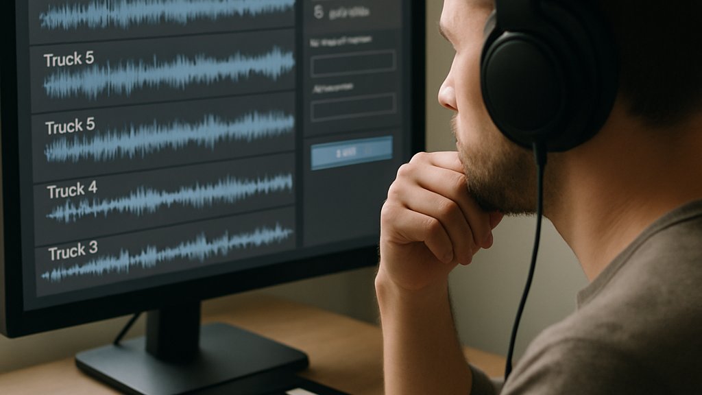 AI Music Detection workflow in a music production studio