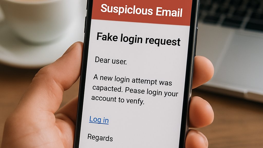 AI Phishing Risks on smartphone email summary warning screen