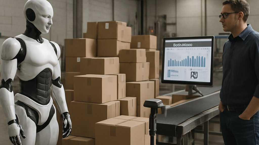 Logistics Humanoid Robots during parcel throughput testing in a warehouse
