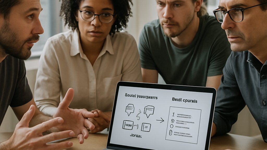 Blockchain AI Agents team discussing Web3 strategy and guardrails in a conference room