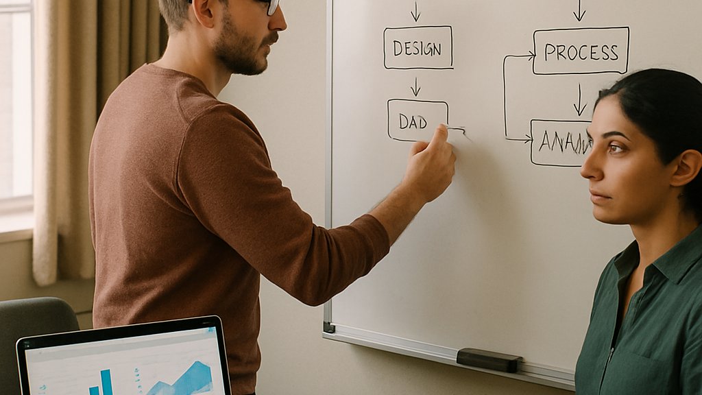 Whiteboard planning session showing AI Productivity Gains for enterprise workflow design